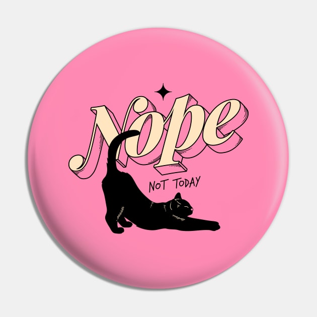 Monday Nope Black Cat in pink Pin by The Charcoal Cat Co.