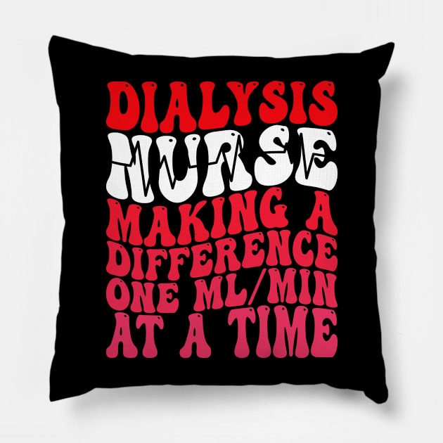 Dialysis Nurse Making A Difference Retro Pink Groovy Pillow by BenTee