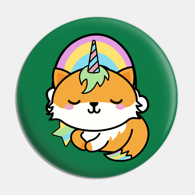 Unicorn Fox Legendary Animal With Colorful Rainbow Fox Unicorn Pin Teepublic Fr