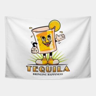 Tequila, a cute tequila glass cartoon mascot Tapestry