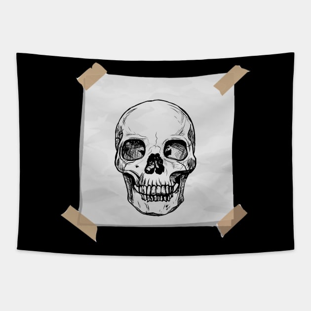 Skull on paper design Tapestry by Dope_Design