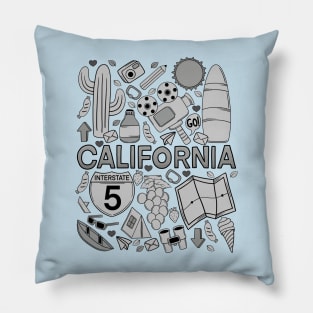 California Grey Doodle Pillow