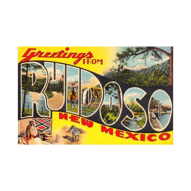 Greetings from Ruidoso, New Mexico - Vintage Large Letter Postcard by Naves