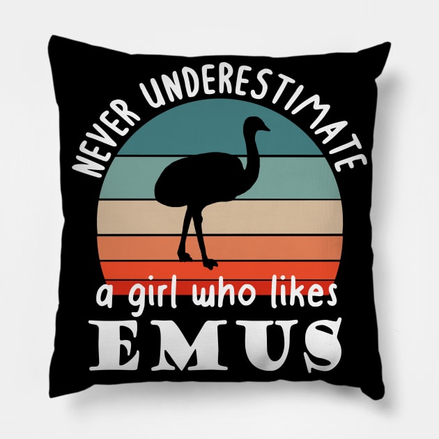 Never underestimate girl emu ratite love Pillow by FindYourFavouriteDesign