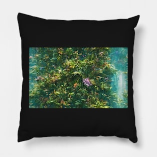 Seamless Jungle Plants Texture Patterns Pillow