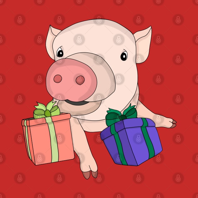 Pig Playing with Gift Boxes by DiegoCarvalho