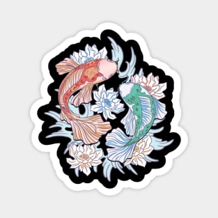 Koi Fish and Lotus Flower Japanese Pop Culture Art Magnet