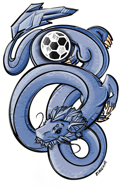 Blue Dragon Soccer Kids T-Shirt by BoldLineImages18