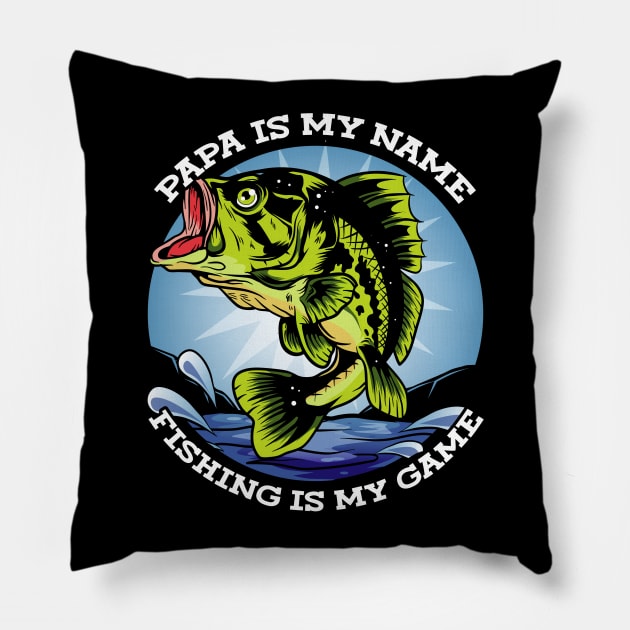 Grandfather Fishing Gift Pillow by GigibeanCreations