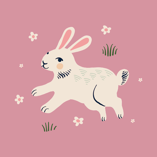 Rabbit and Daisies by Rebelform