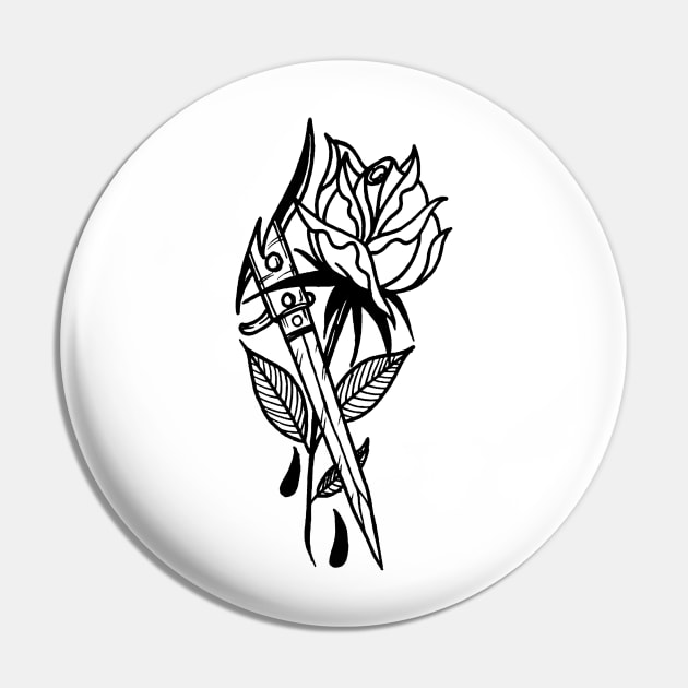 Rose and Knife Tattoo Pin by btcillustration