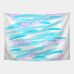 Blue stripes splashes Watercolor art Tapestry