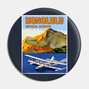 Imperial Airways Vintage Fly to Honolulu Travel Advertising Poster Print Pin