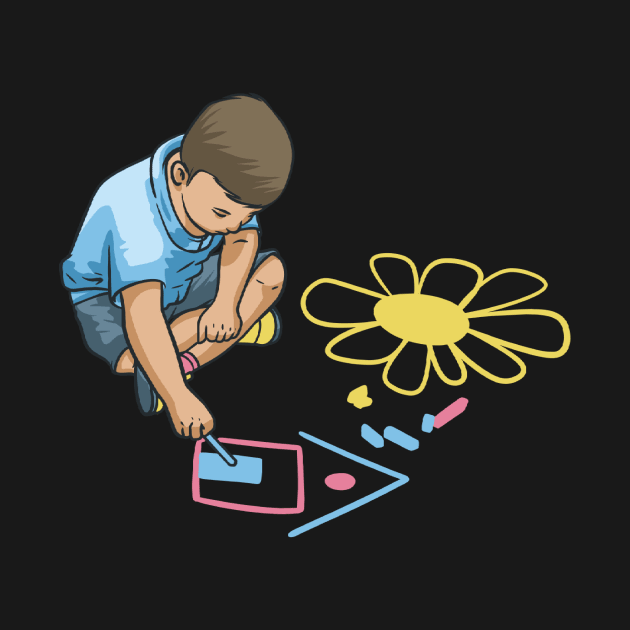 Child Playing With Chalk by fromherotozero