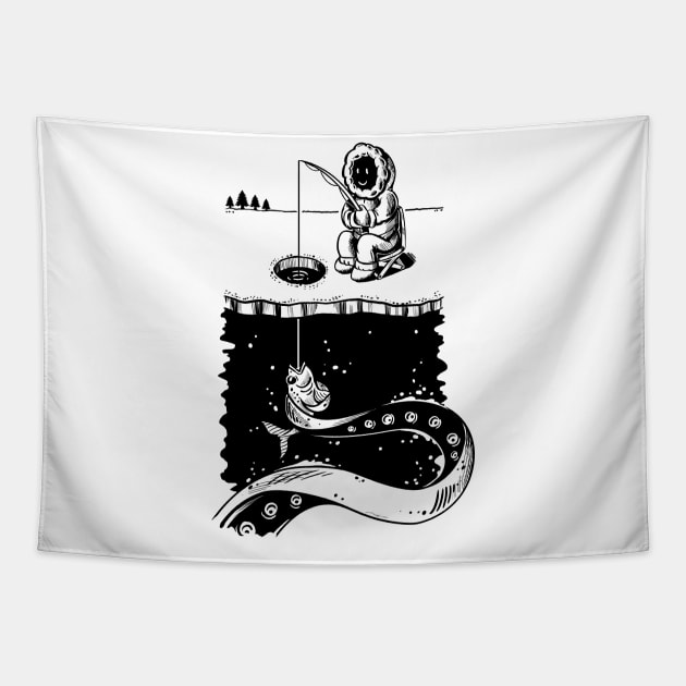 Deep Sea Fishing Tapestry by stevenlefcourt