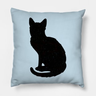 Lightly Speckled Black Cat Silhouette Pillow