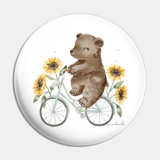 Sunflower bike bear Pin