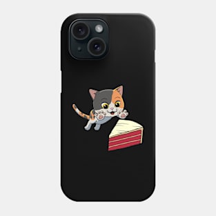 Munchkin Cat excited to eat Red Velvet Cake Phone Case