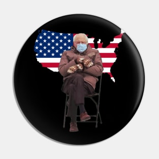 Bernie Sanders Mittens Funny Meme Anuguration Pin