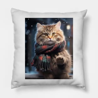 Cat winter Christmas Pillow