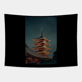 horyuji tokyo temple, dark temple design, aesthetic art Tapestry