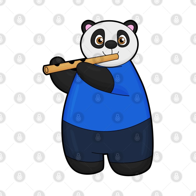 Panda as Musician with Flute by Markus Schnabel