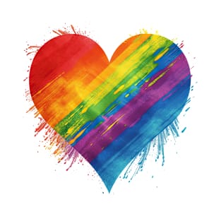 Watercolor Rainbow Pride Heart - LGBTQIA LGBT Pride - Love is Love T-Shirt