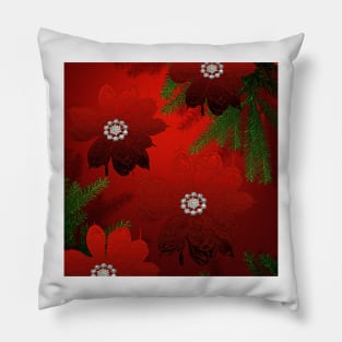 Magnolia Red  Palms and Diamonds Pillow