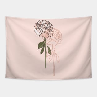 Abstract Line Art Rose Gold Rose Tapestry