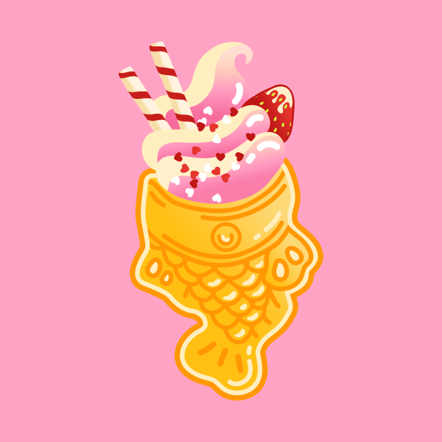 Taiyaki Strawberry Ice Cream - Japanese Sweets - Kawaii Food by NOSSIKKO