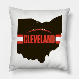 Cleveland Football Ohio Outline Brown Pillow