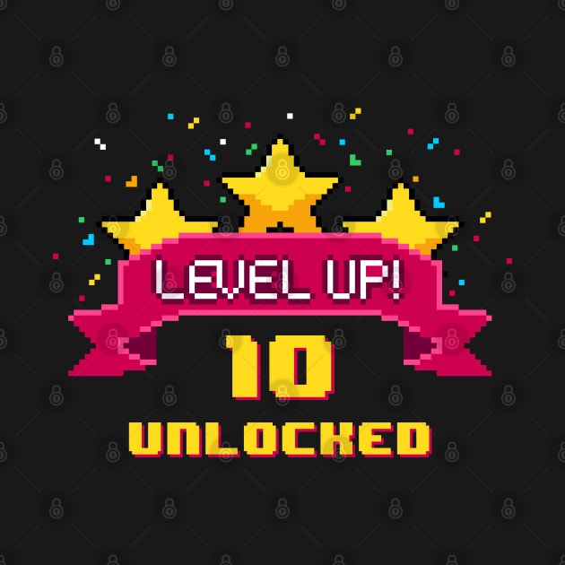 10th Birthday Level Up 10 unlocked 8 bit video game by opippi