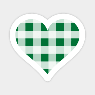 Forest Green and White Buffalo Plaid Heart Magnet