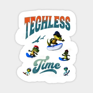 Techless Time Alien Alligator Gator Snowboard Surfboard Boogie Board Tee Magnet