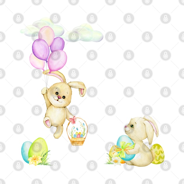 Beautiful bunny design for children and baby clothing for Easter or to decorate a nursery. by Be my good time