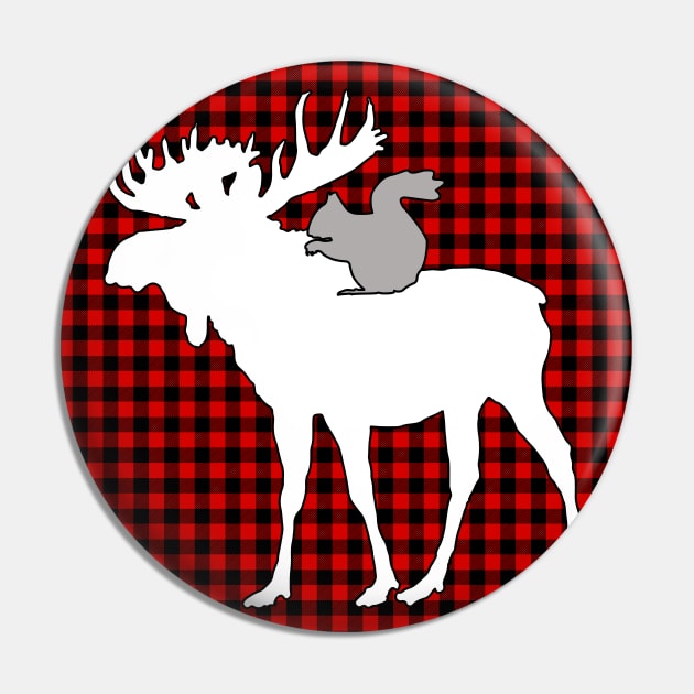 Moose and Squirrel in Plaid Pin by SOwenDesign