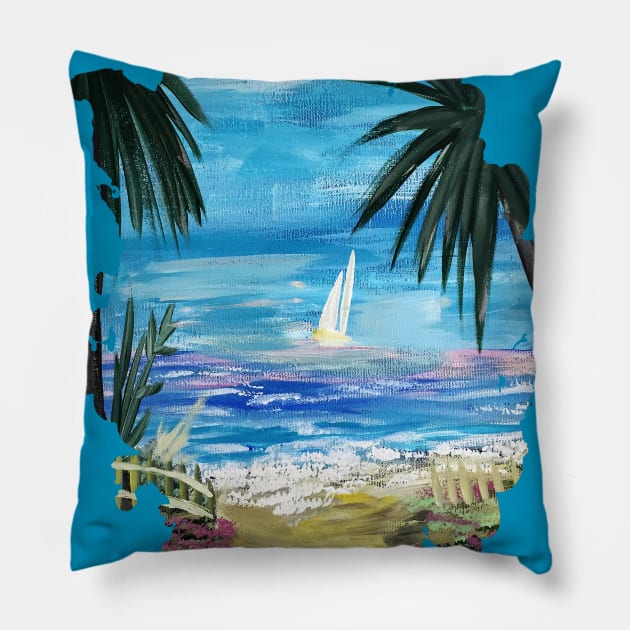 Caribbean Getaway Pillow by adamzworld