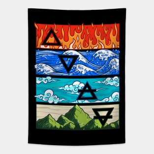 Fire Water Air Earth Four Greek Nature Lover 4 Elements Gift Tapestry