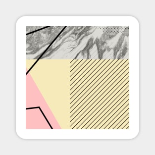 Grey marble yellow pink background Magnet