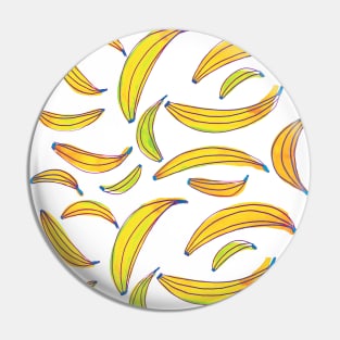 Watercolor bananas - yellow, green and blue Pin