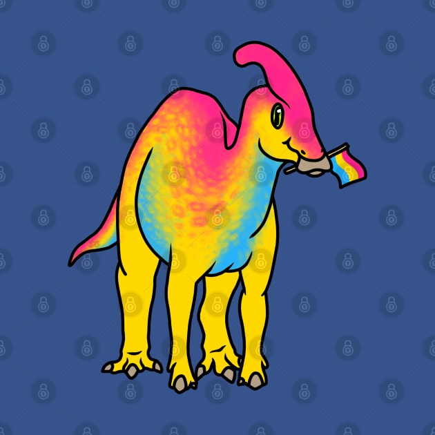 PANasaurolophus Prideosaur - Pride Month Pansexual Flag Dinosaur by saradrawspaleo
