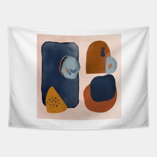 Blush and Navy Abstract Design Tapestry