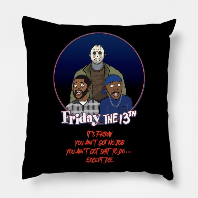 Friday the 13th Crossover Featuring Craig, Smokey, and Jason V2 Pillow by DemBoysTees