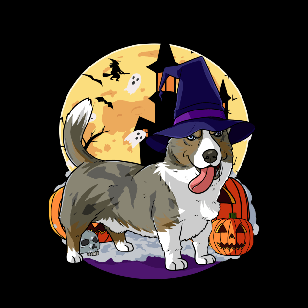 Cardigan Welsh Corgi Halloween Pumpkin Witch by Noseking