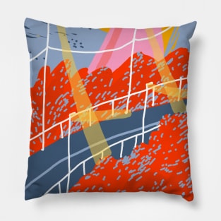 Road Red Trees Pillow