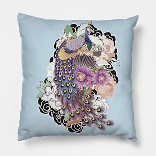 Japanese Peacock in Paradise Forest Pillow