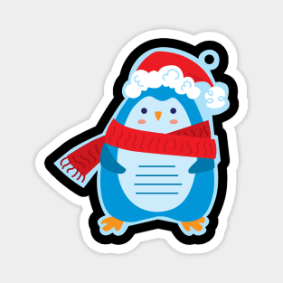 Christmas tag with penguin Magnet