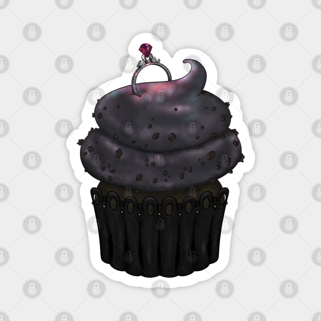 Sweet Engagement Cupcake - Dark Chocolate Magnet by Thedustyphoenix