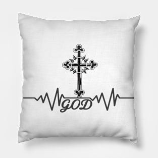 Heartbeat Pulse God Cross Christian Faith Pillow