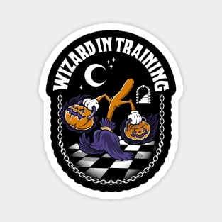 Wizard in Training - Creepy Cute Pumpkin - Spooky Vintage Cartoon Magnet